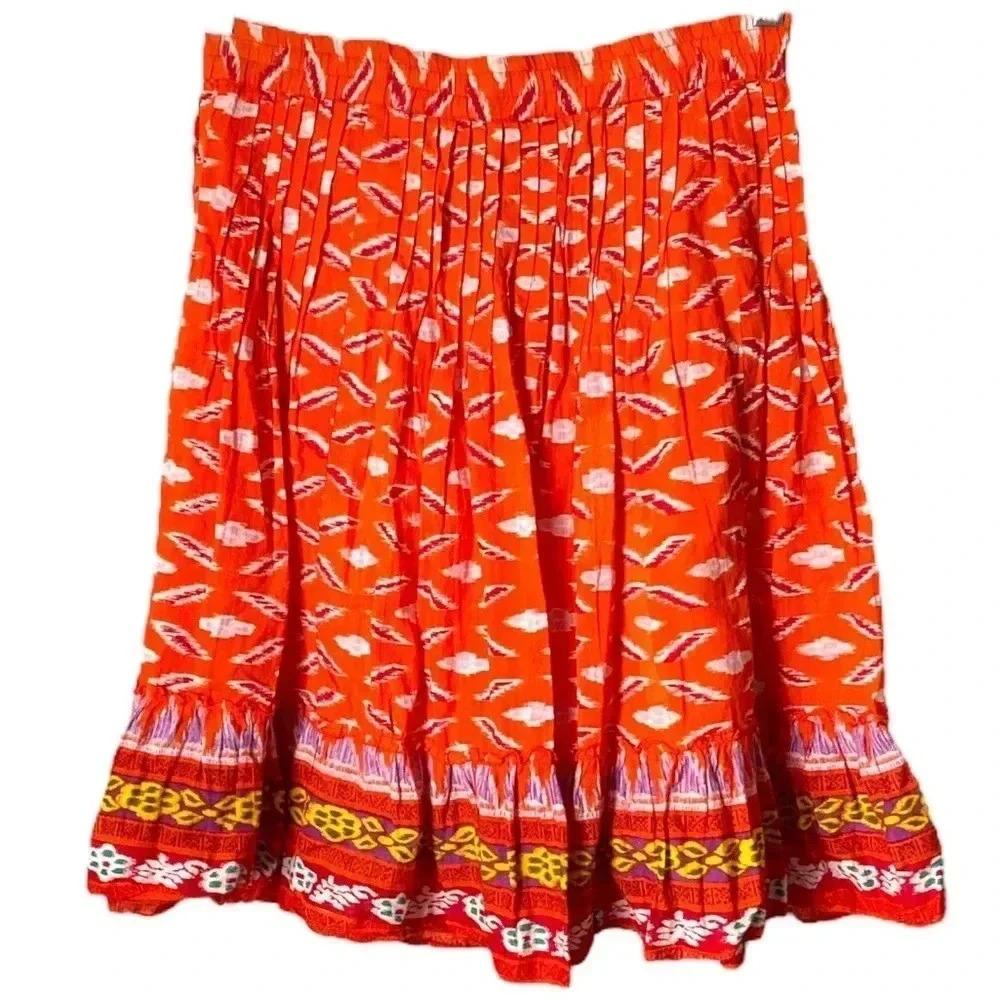 CHAUNDRY KC | Colorful Print Skater Skirt Summer Beach Ruffles Mini Skirt Size S